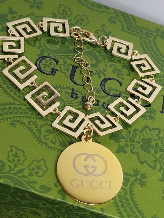 Jewelry - Gold Plated Adjustable Greek Key Design Bracelet, New